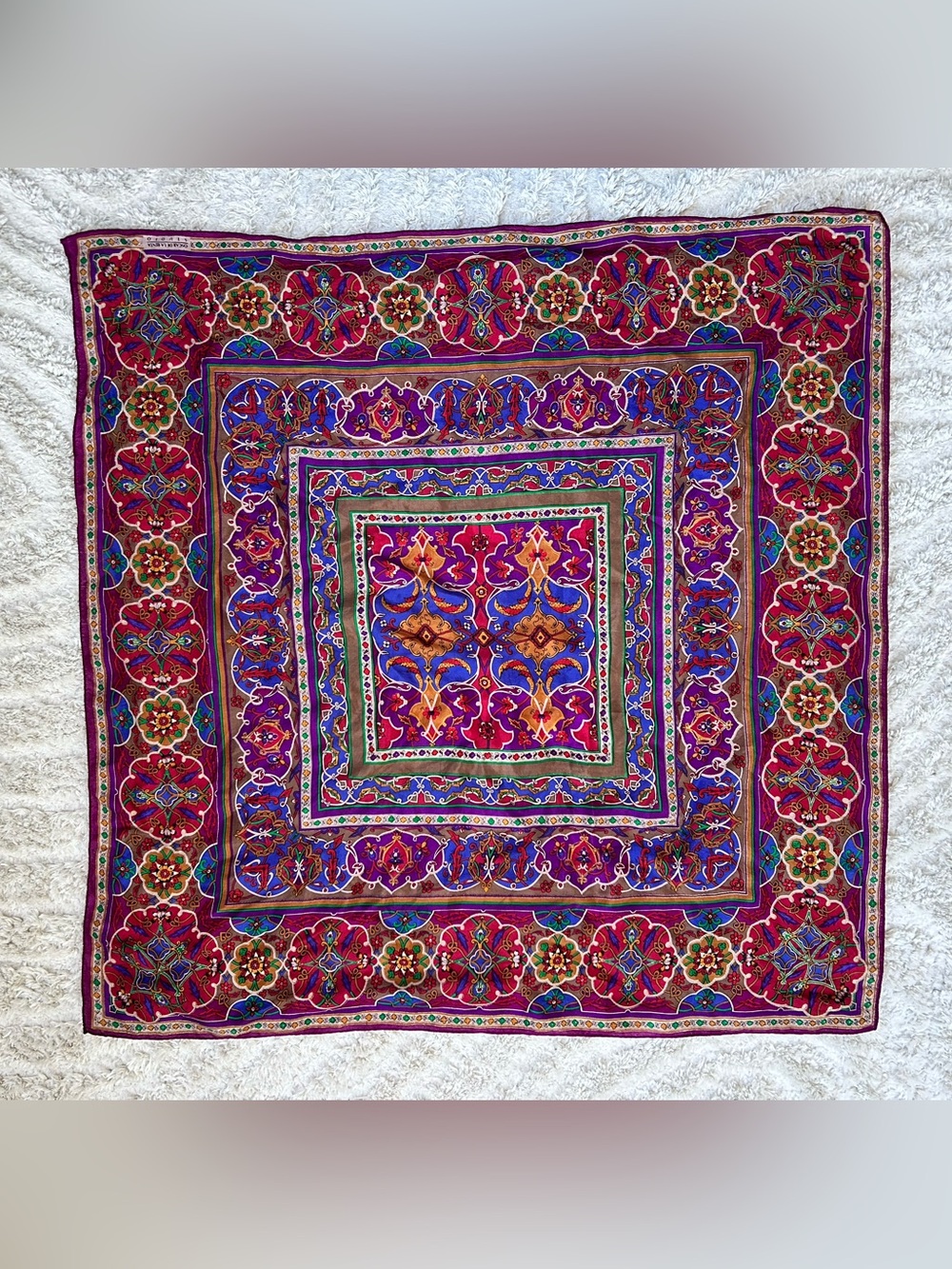 Vintage Oscar de la Renta Studio Floral Paisley Square Silk Scarf